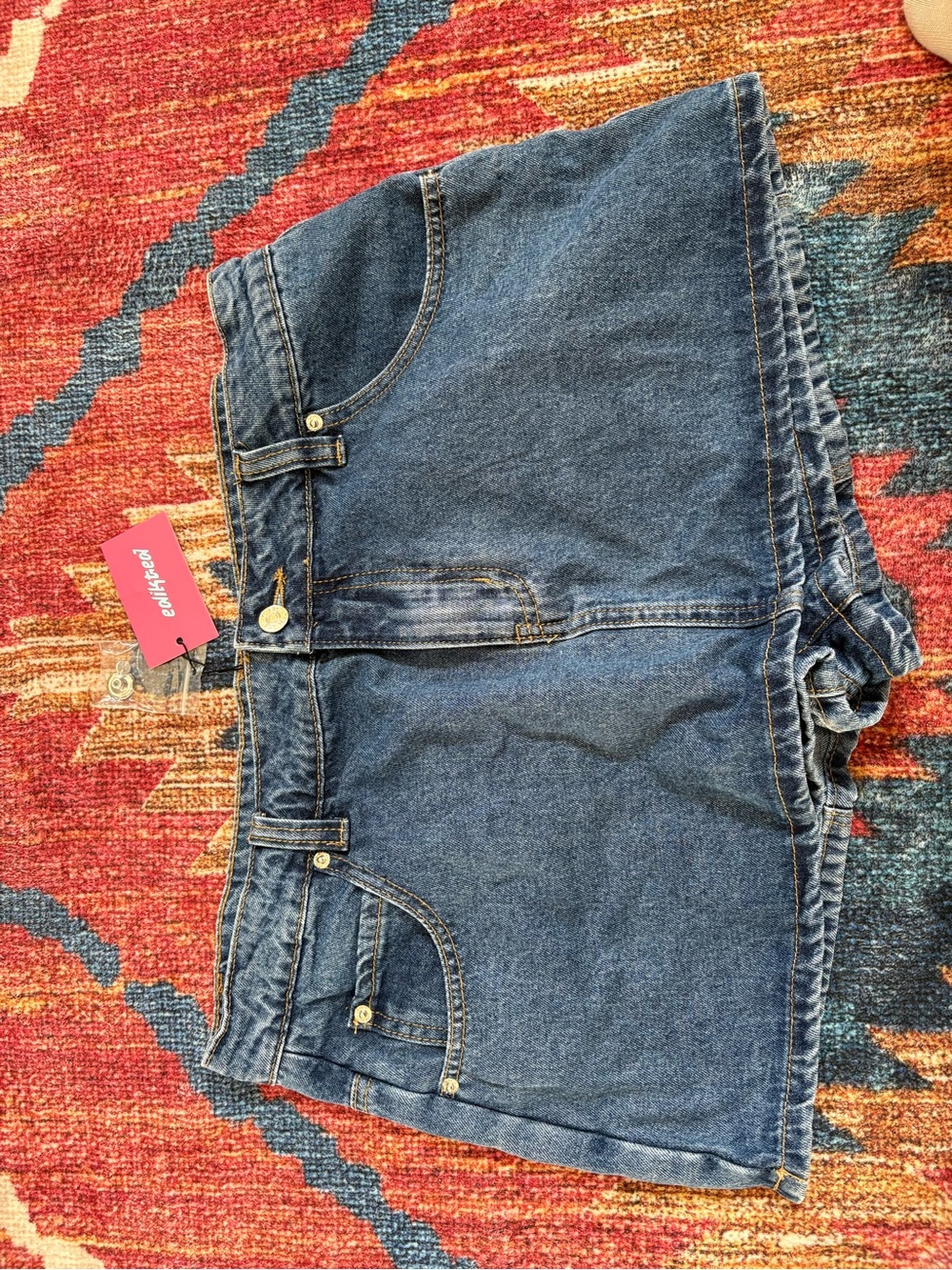 Edikted Dark Blue Denim Mini Skort